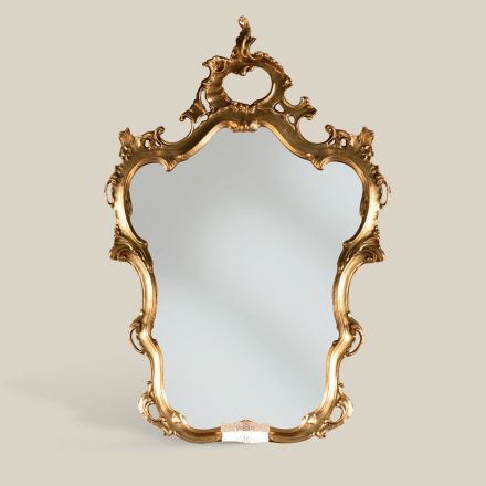 Classic Shaped Mirror with Gold Leaf Frame Made in Italy - Precious Viadurini