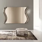 Sorya Bronze-Colored Mirror in Fused Glass with Central Insert Made in Italy Viadurini