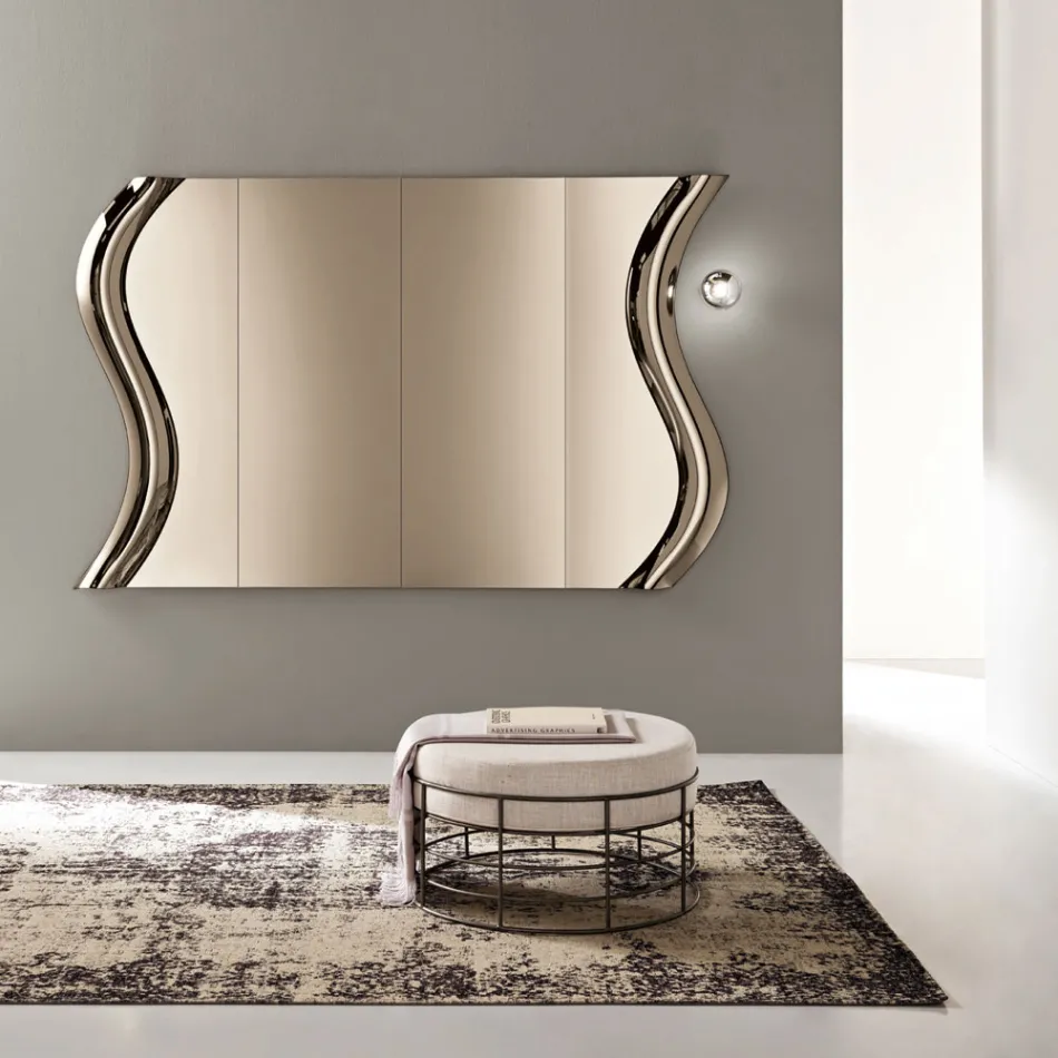 Sorya Bronze-Colored Mirror in Fused Glass with Central Insert Made in Italy Viadurini