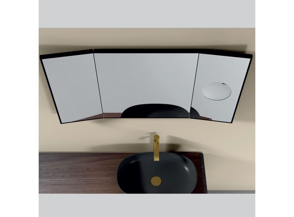 Mirror with 2 Movable Sides and Magnifying Mirror Made in Italy - Nelson Viadurini