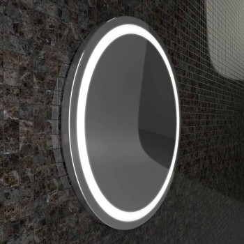 Mirror with stainless steel edges and modern design LED lights Charly