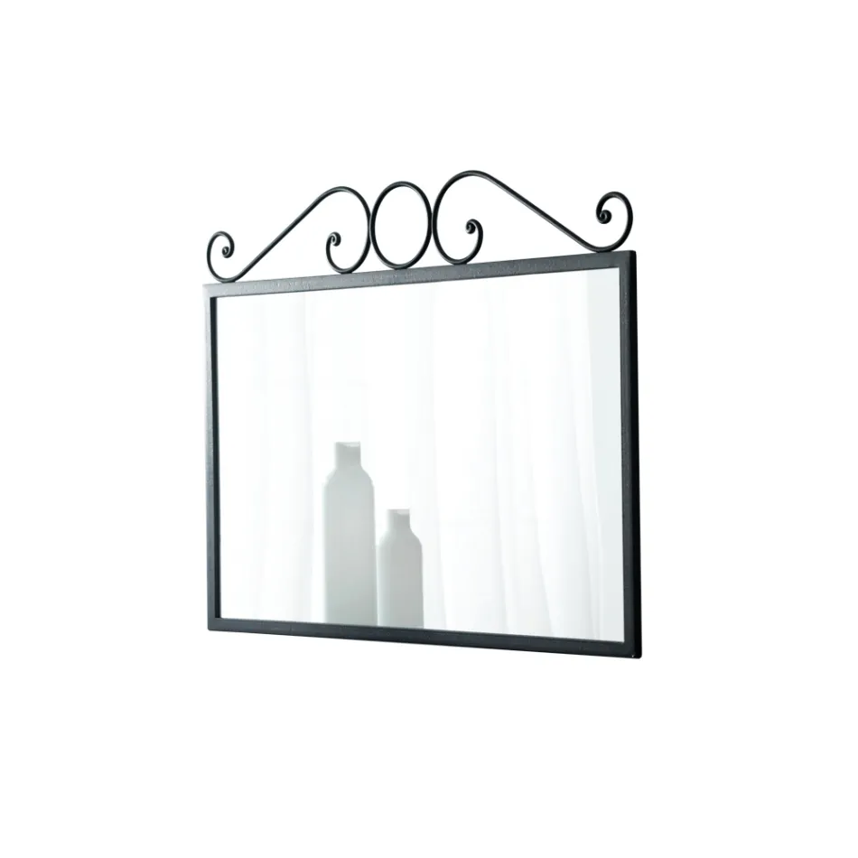 Mirror with Graphite Black Tubular Iron Frame Made in Italy - Chester Viadurini