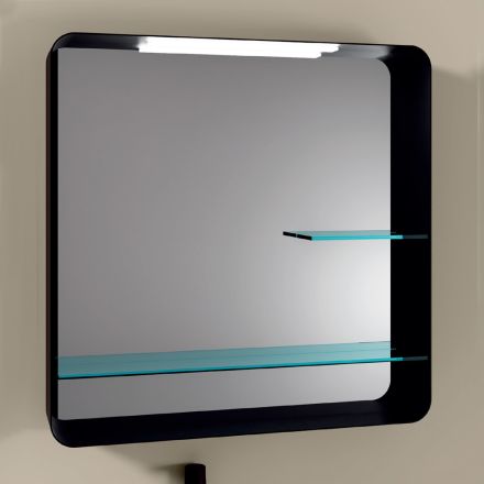 Mirror with Metal Frame and 2 Glass Shelves Made in Italy - William Viadurini