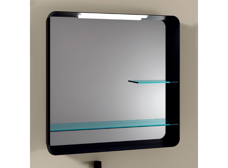 Mirror with Metal Frame and 2 Glass Shelves Made in Italy - William Viadurini
