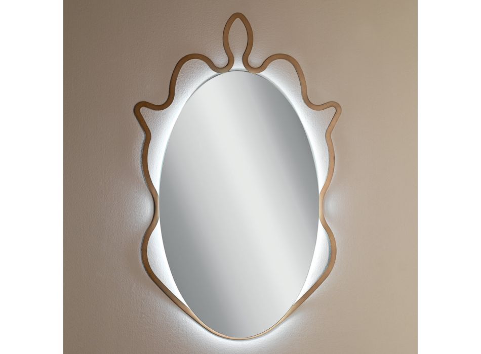 Mirror with Metal Frame and Integrated LEDs Made in Italy - Leonardo Viadurini