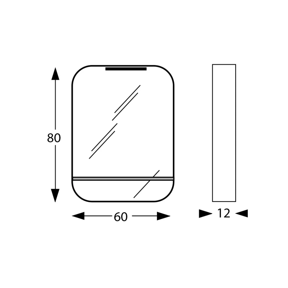 Mirror with Metal Frame and Glass Shelf Made in Italy - Frida Viadurini