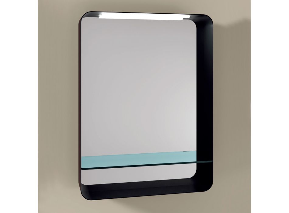 Mirror with Metal Frame and Glass Shelf Made in Italy - Frida Viadurini
