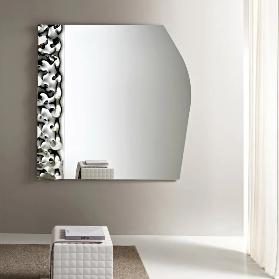 Mirror with a Wavy Glass Insert in Three Sizes Made in Italy - Velis Viadurini