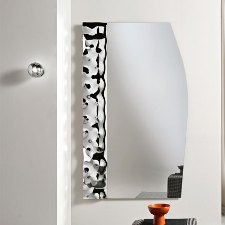 Mirror with a Wavy Glass Insert in Three Sizes Made in Italy - Velis Viadurini