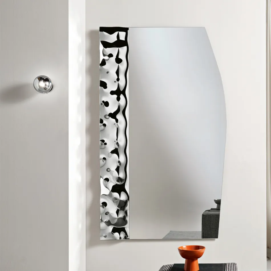 Mirror with a Wavy Glass Insert in Three Sizes Made in Italy - Velis Viadurini