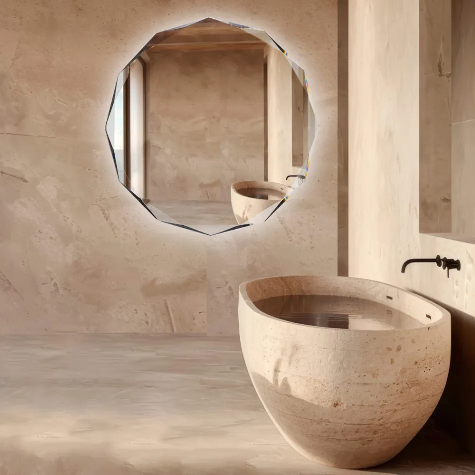 Diamond-Etched Mirror with Beveled Edge - Excelsior Viadurini