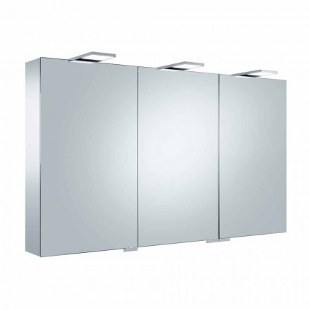 Container Mirror with 3 Doors with 9 Internal Shelves and LED Lighting - Ratchet Viadurini