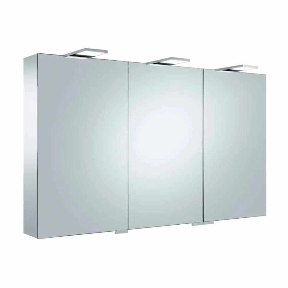 Container Mirror with 3 Doors with 9 Internal Shelves and LED Lighting - Ratchet Viadurini