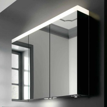 3 Door Wall Storage Mirror in Silver Painted Aluminum - Alfio