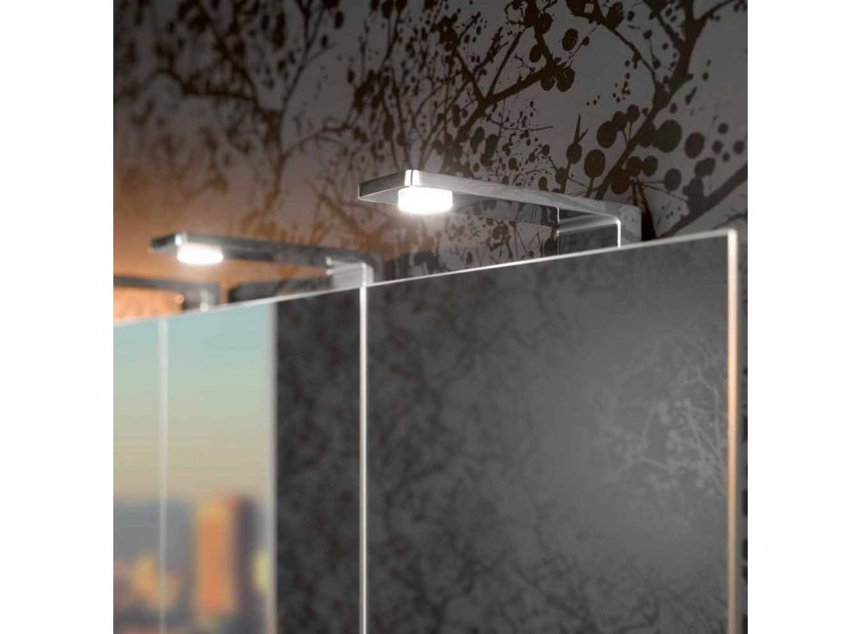 Mirror Container with 4 Crystal Doors with 12 Shelves and 4 LED Lights - Maxi Viadurini