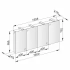 Mirror Container with 4 Crystal Doors with 12 Shelves and 4 LED Lights - Maxi Viadurini