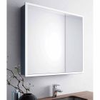 Wall-mounted mirror with 2 modern doors, LED lighting, Adele Viadurini