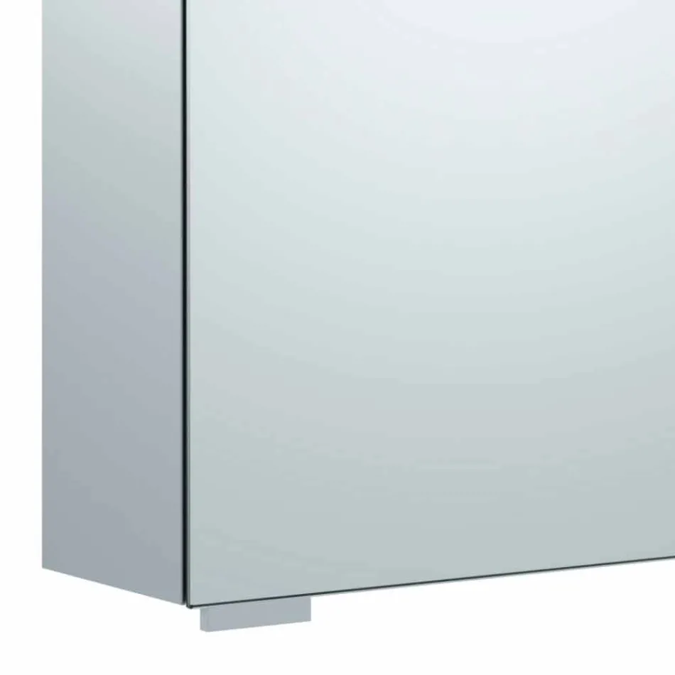 Wall Storage Mirror with Hinged Door and LED Lighting - Ratchet Viadurini
