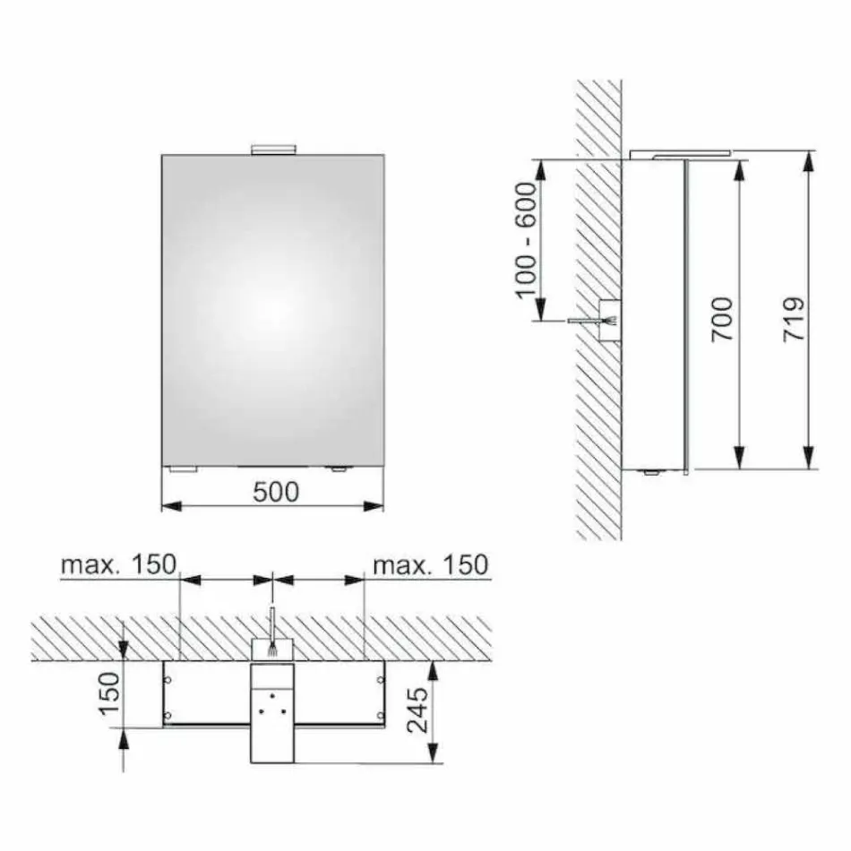 Wall Storage Mirror with Hinged Door and LED Lighting - Ratchet Viadurini