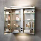 Wall Mirror with 2 Doors with LED Light and Power Sockets - Bramo Viadurini