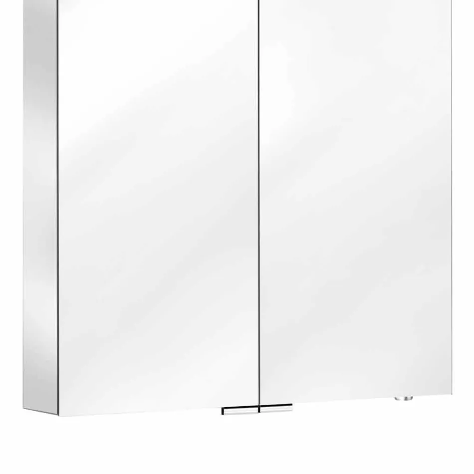 Wall Mirror with 2 Doors with LED Light and Power Sockets - Bramo Viadurini