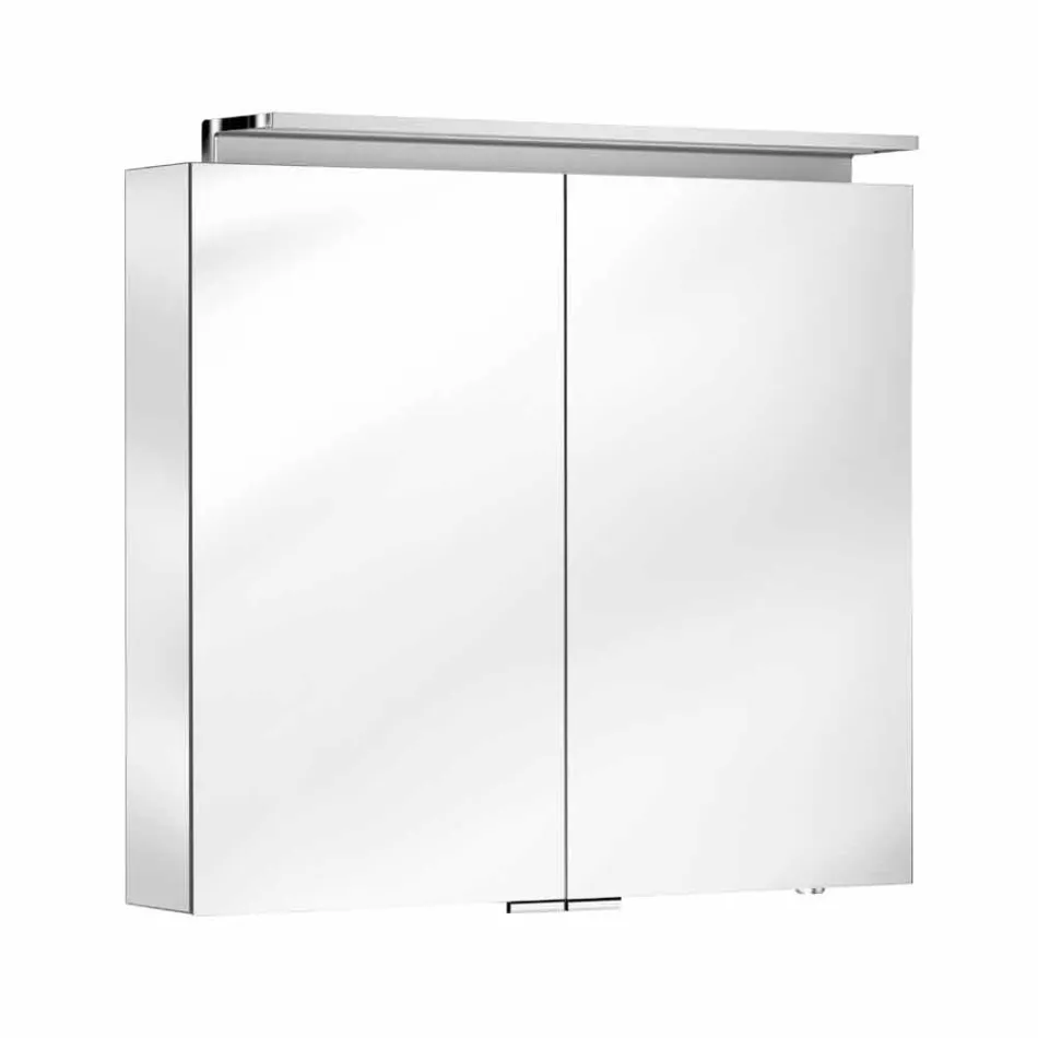 Wall Mirror with 2 Doors with LED Light and Power Sockets - Bramo Viadurini