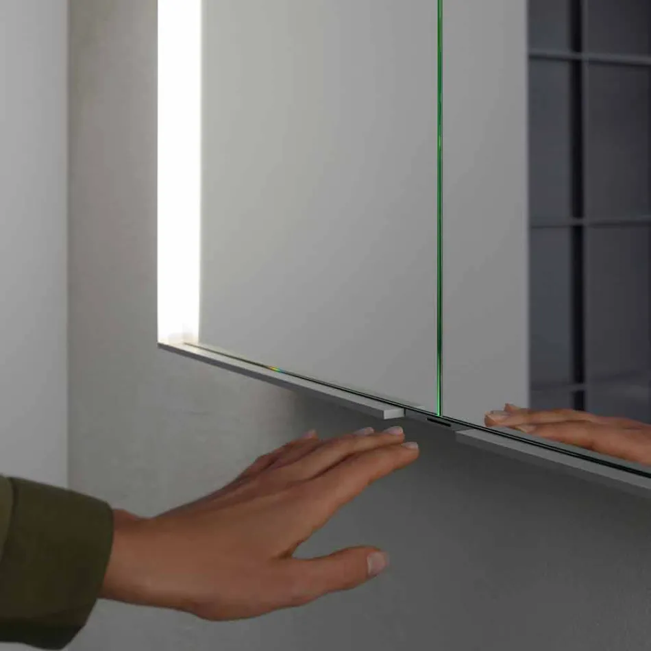 Wall Mirror in Aluminum with LED Lighting - Demon Viadurini