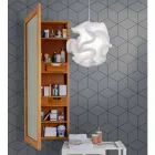 Teak Wall Storage Mirror with Shelves and Internal Drawers - Ralio Viadurini