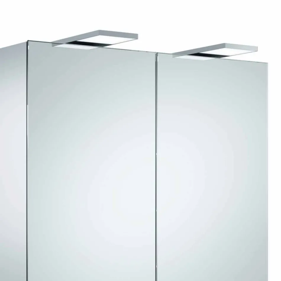 Modern Wall Storage Mirror with 2 Doors and LED Lighting - Ratchet Viadurini