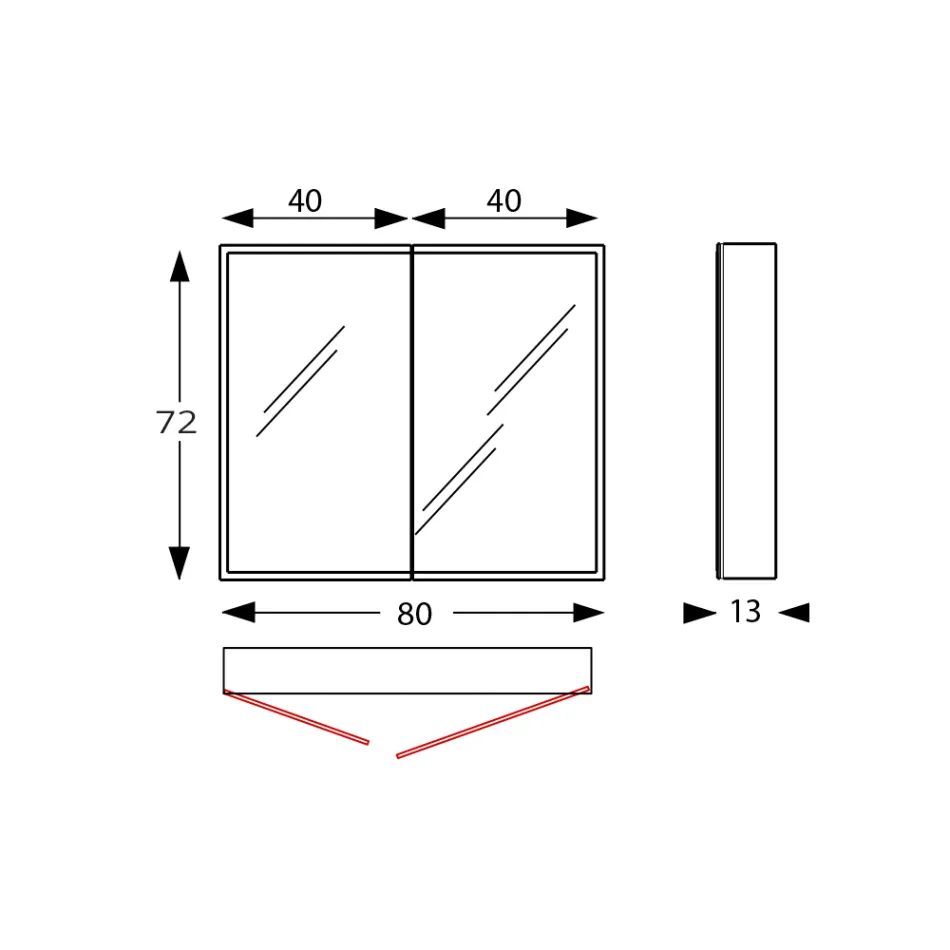 Wooden Mirror Container with Double Mirror and Lights Made in Italy - Darwin Viadurini