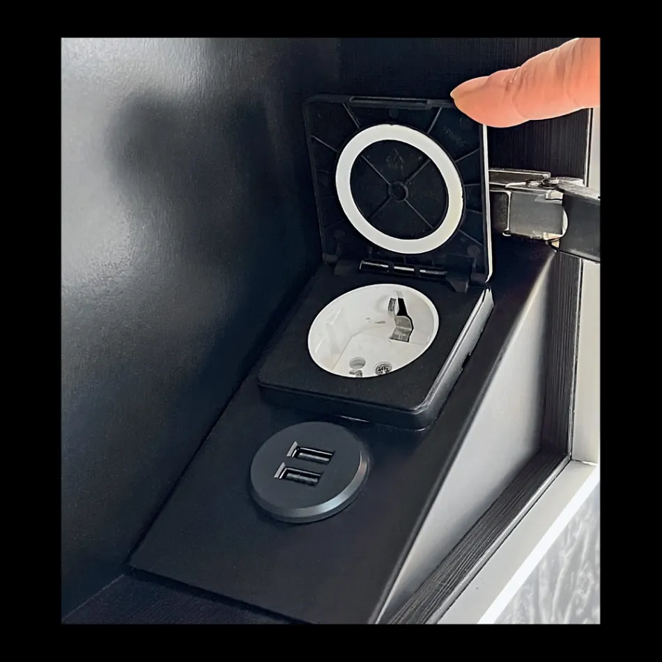 Wooden Mirror Container with Double Mirror and Lights Made in Italy - Darwin Viadurini