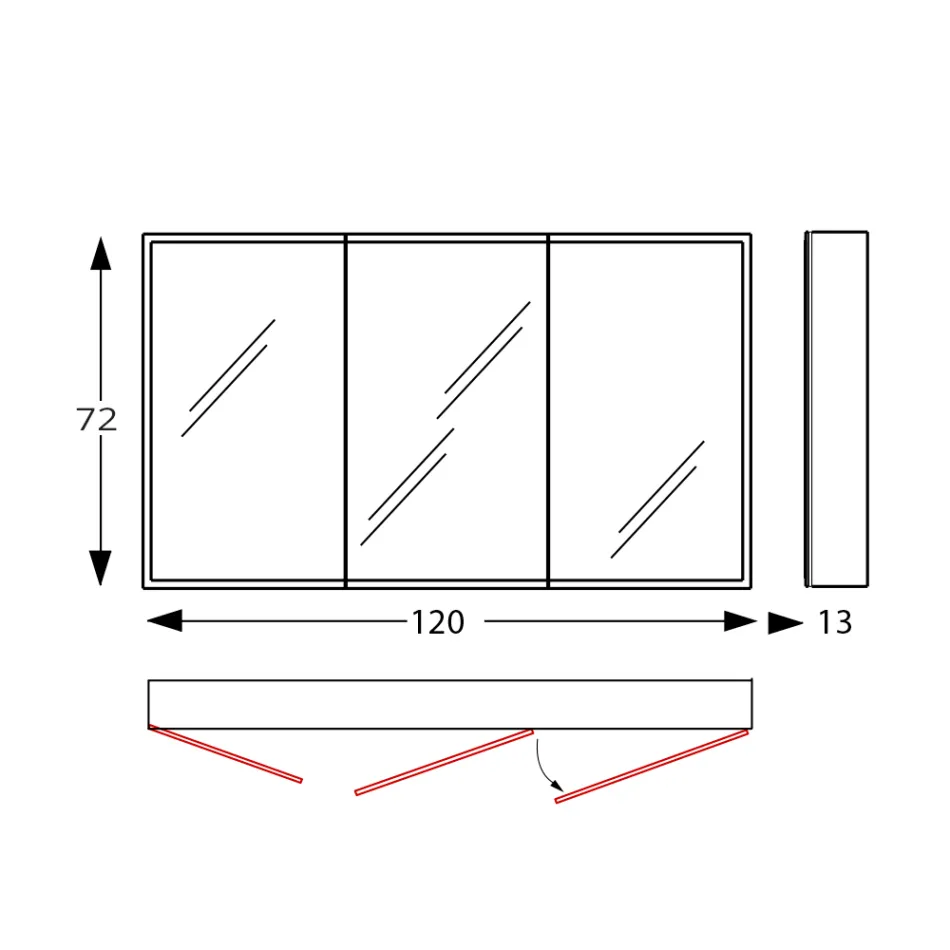 Wooden Mirror Container with Double Mirror and Lights Made in Italy - Darwin Viadurini