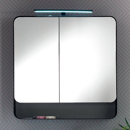 Metal Mirror Container with Double Mirror Doors and Lights Made in Italy - Galileo Viadurini