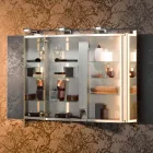 Modern Container Mirror with 3 Crystal Doors and 3 LED Lights - Maxi Viadurini