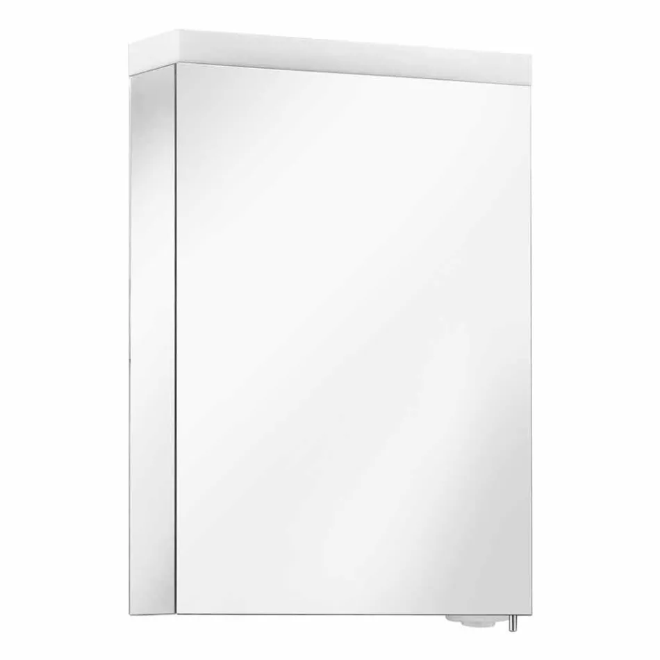 Modern Container Mirror with Hinged Door and LED Lighting - Alfio Viadurini