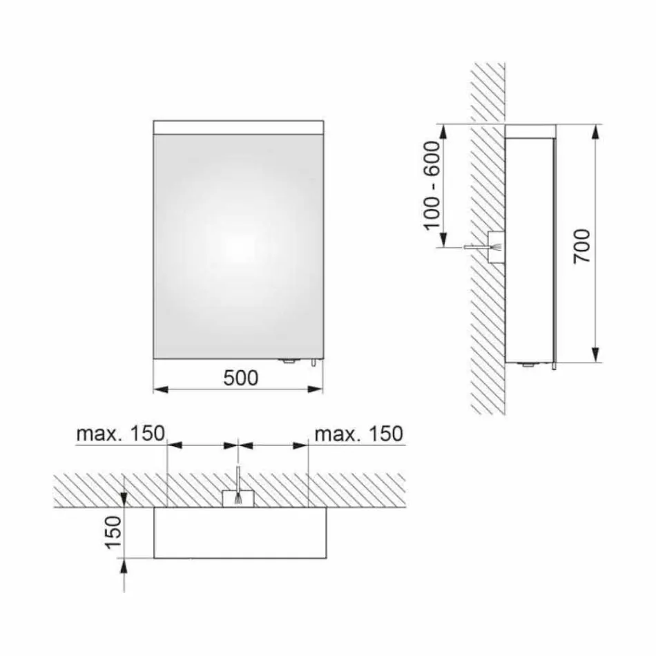 Modern Container Mirror with Hinged Door and LED Lighting - Alfio Viadurini