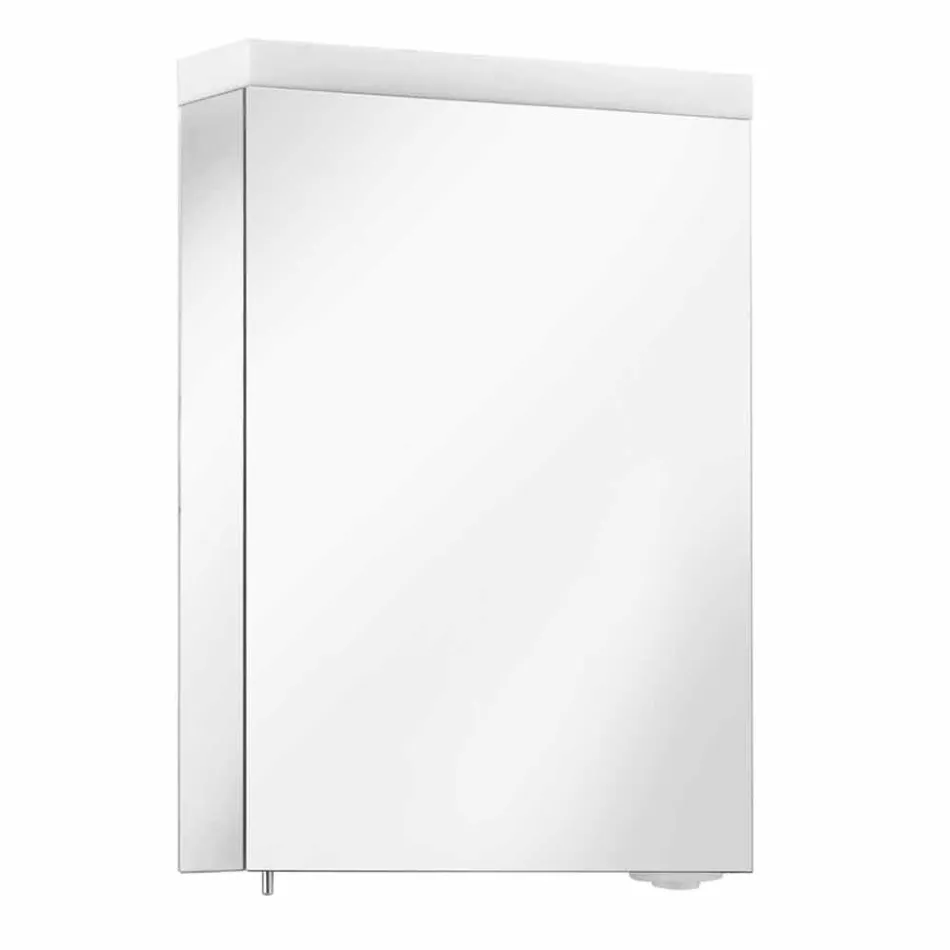 Modern Container Mirror with Hinged Door and LED Lighting - Alfio Viadurini