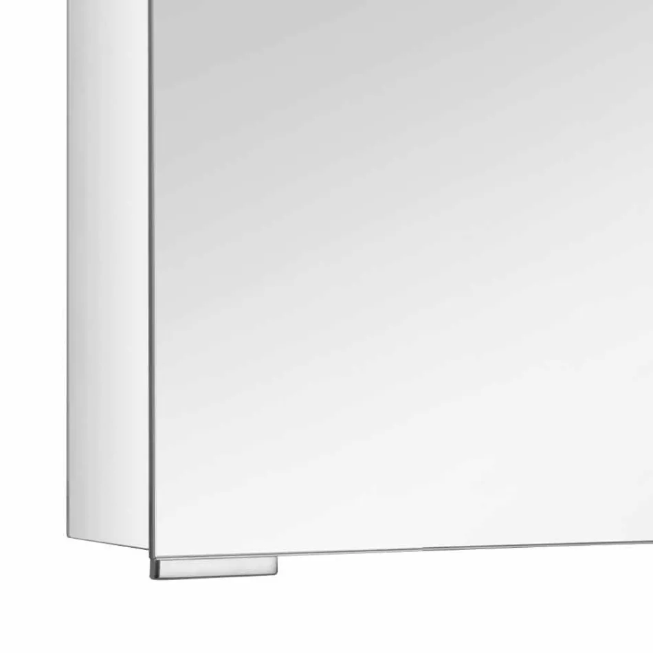 Modern Storage Mirror with Crystal Door and Chrome Details - Maxi Viadurini