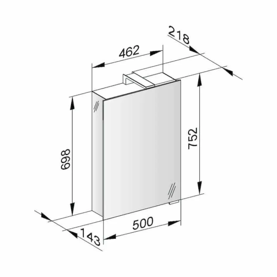 Modern Storage Mirror with Crystal Door and Chrome Details - Maxi Viadurini