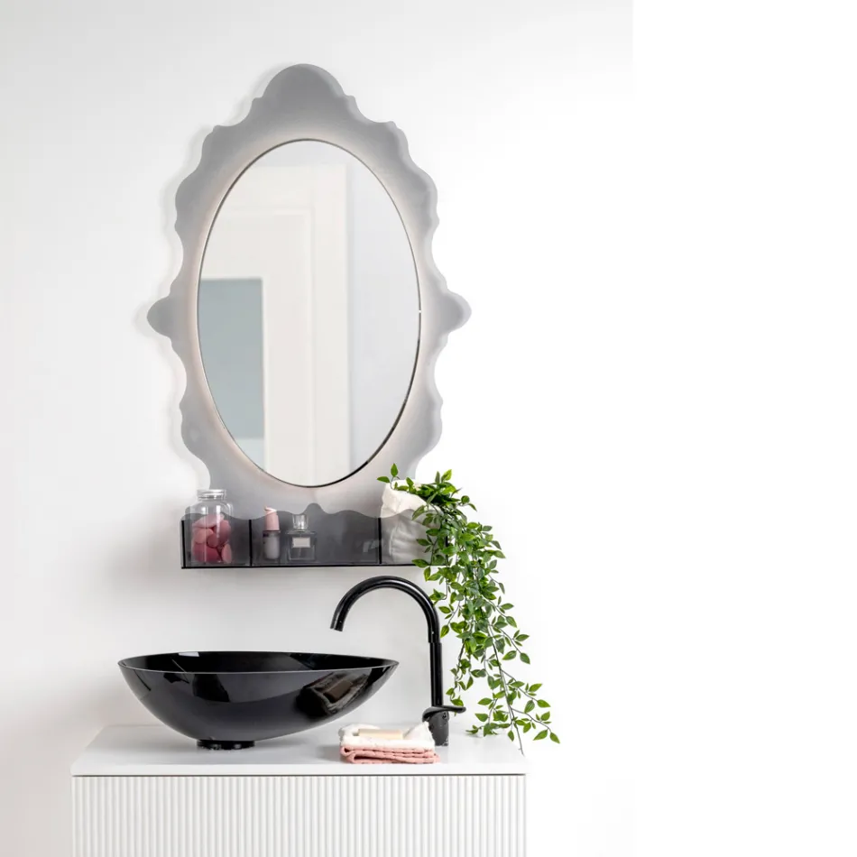 Backlit Plexiglass Mirror Cabinet Made in Italy - Leira Viadurini