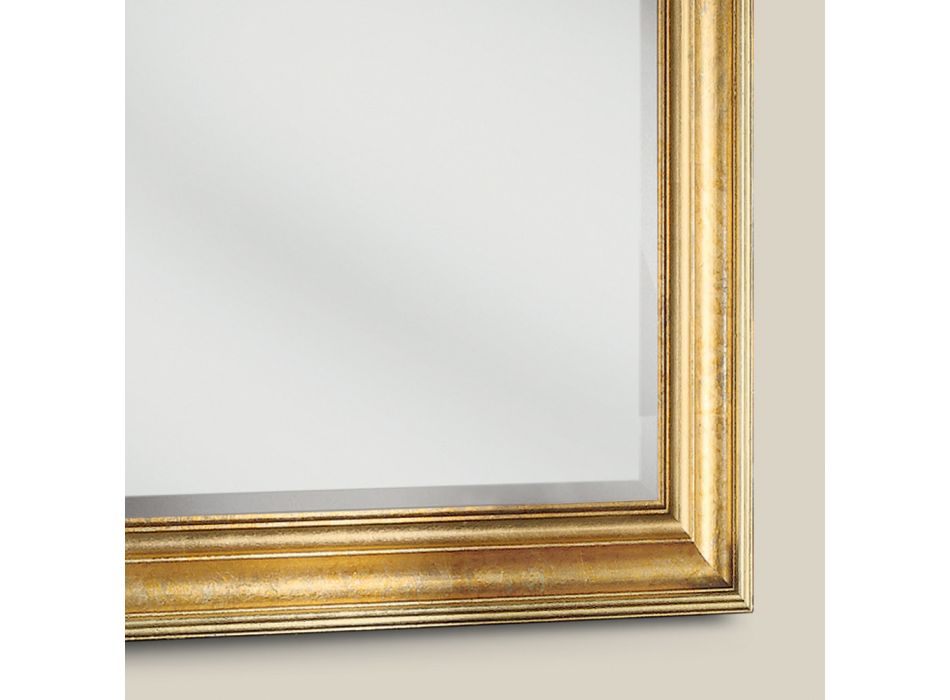 Classic Rectangular Gold Leaf Frame Mirror Made in Italy - Milli Viadurini