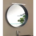 Metal Bathroom Mirror with 2 Glass Shelves Made in Italy - Einstein Viadurini