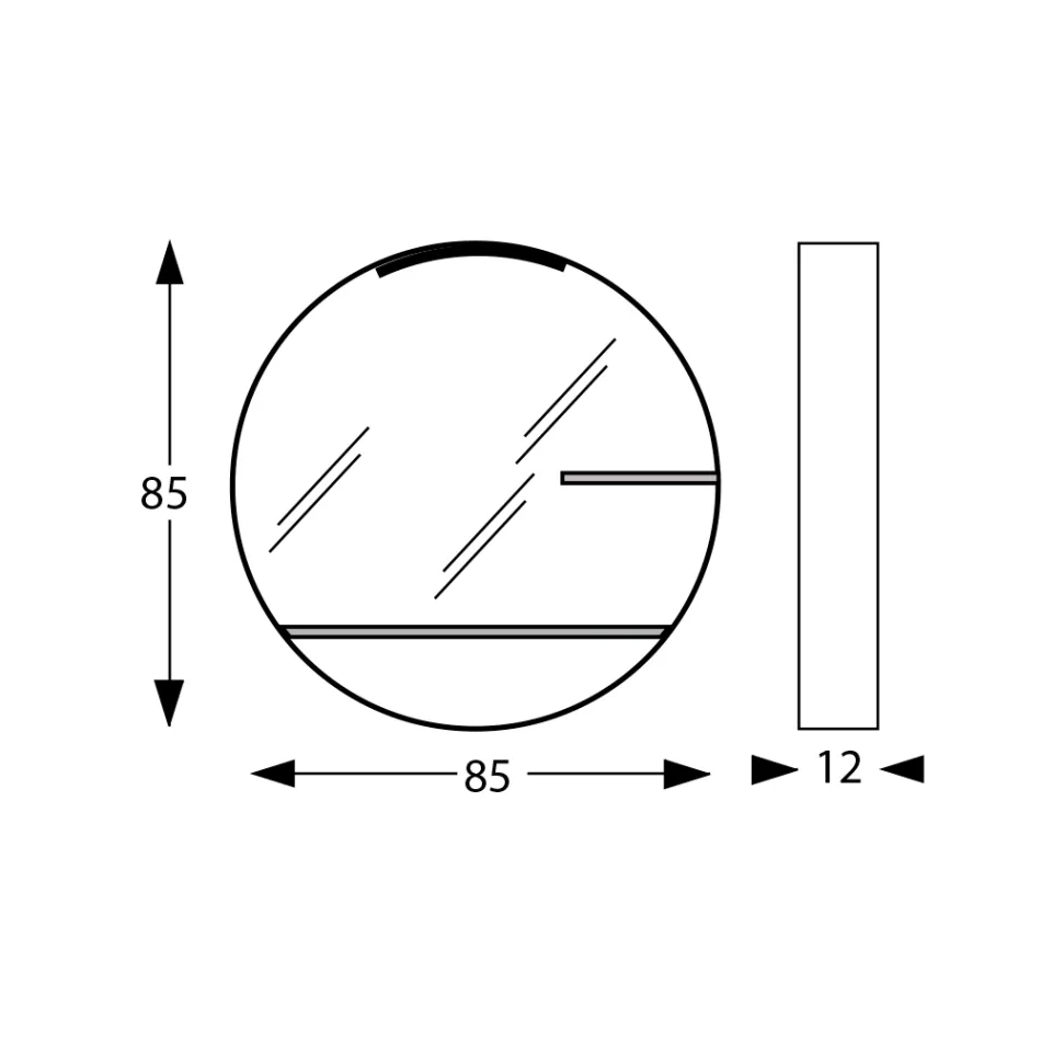 Metal Bathroom Mirror with 2 Glass Shelves Made in Italy - Einstein Viadurini