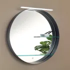 Metal Bathroom Mirror with 2 Glass Shelves Made in Italy - Einstein Viadurini