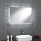 Contemporary bathroom mirror with decorative glass frame and Tara LED lights Viadurini
