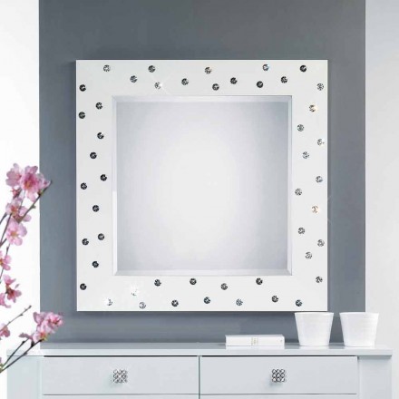 White wall mirror with Tiffany Swarovski crystal decorations Viadurini