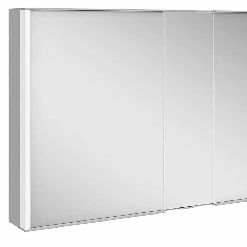 Modern Wall Mirror with 3 Doors in Silver Painted Aluminum - Demon Viadurini