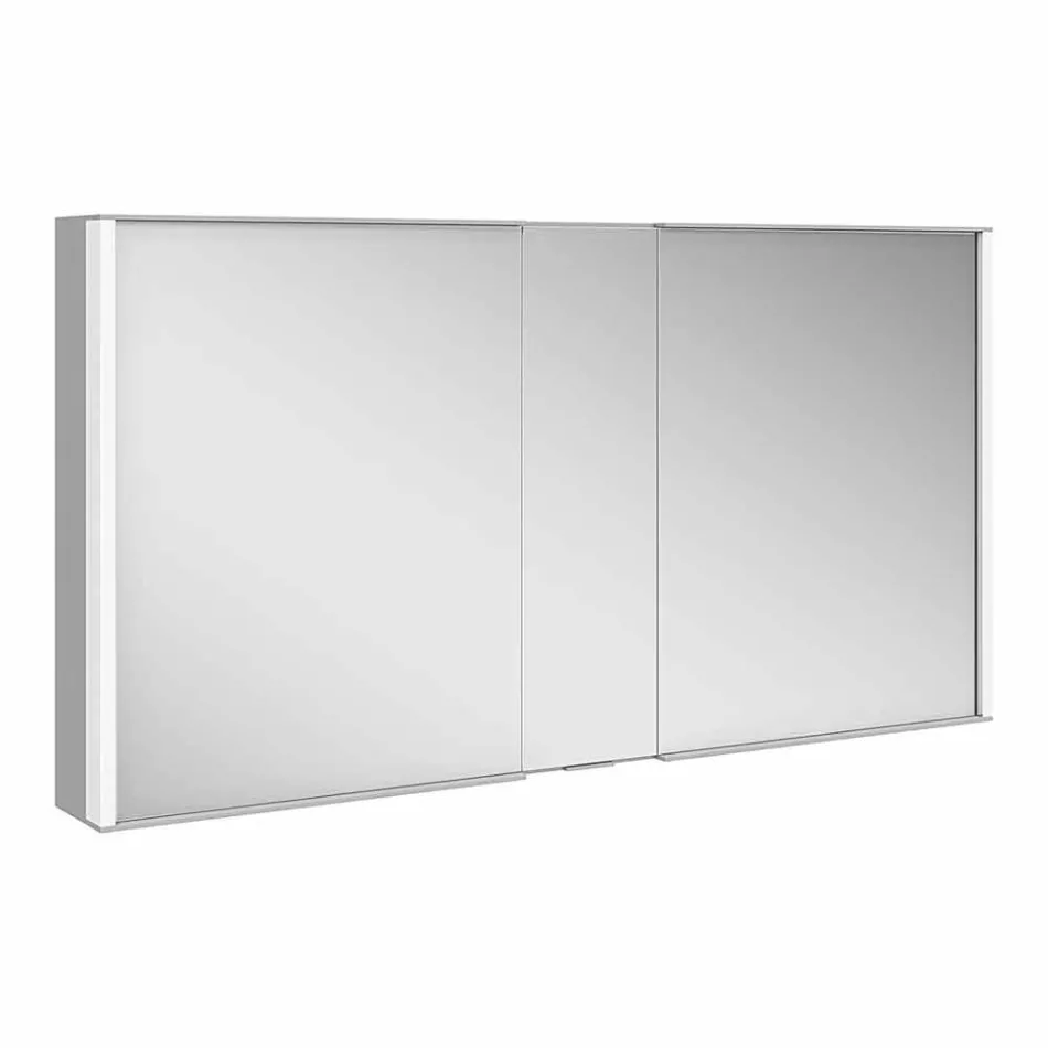 Modern Wall Mirror with 3 Doors in Silver Painted Aluminum - Demon Viadurini