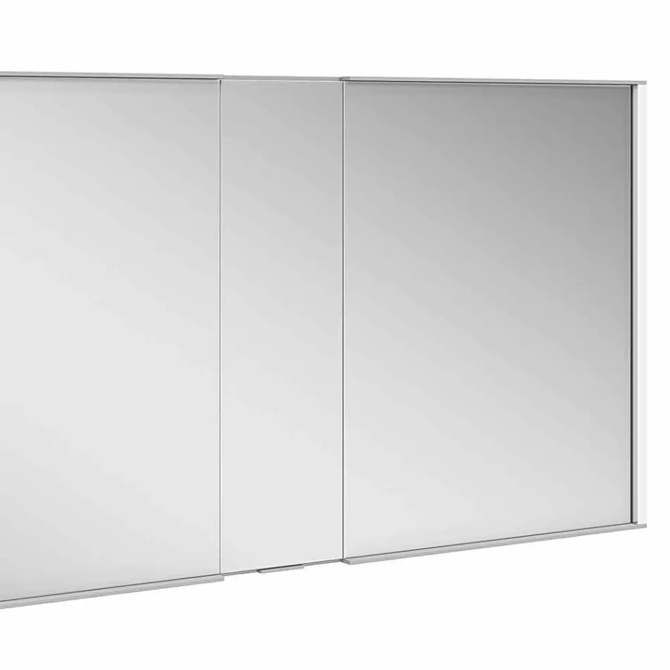 Modern Wall Mirror with 3 Doors in Silver Painted Aluminum - Demon Viadurini
