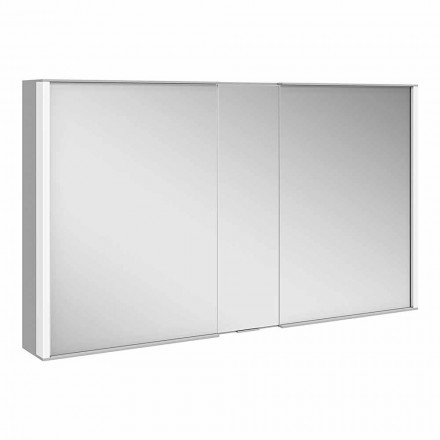 Modern Wall Mirror with 3 Doors in Silver Painted Aluminum - Demon Viadurini